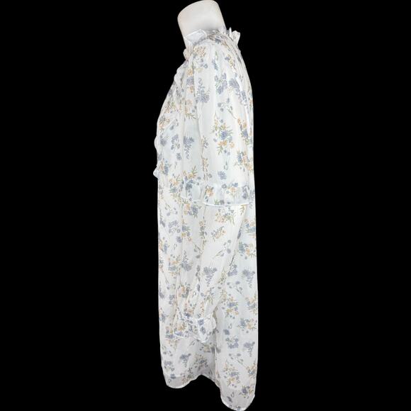 Allegra K Floral Ruffle Long Sleeve Mini Dress White Lined L Feminine Romantic - Picture 5 of 13